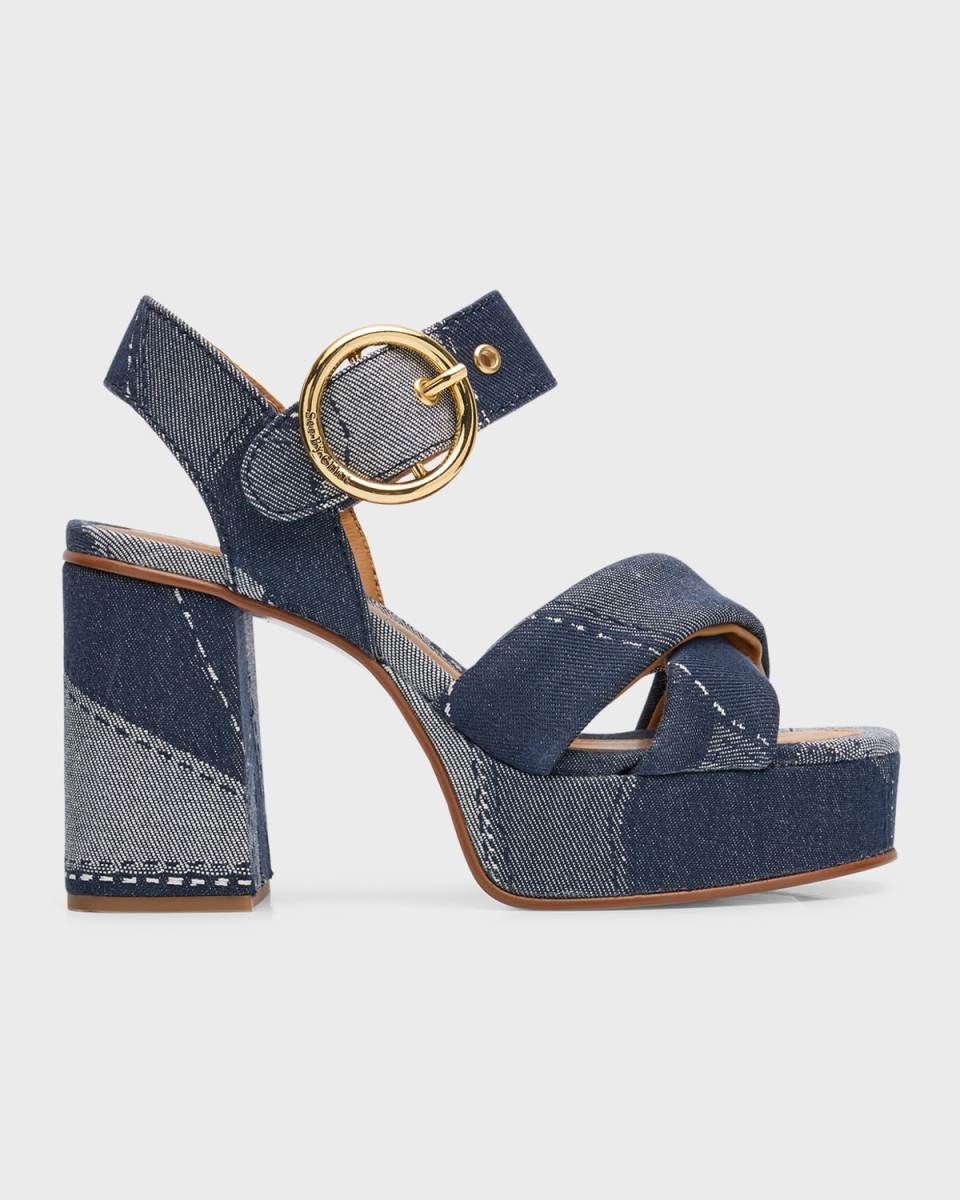 Joei Patchwork Denim Platform Sandals